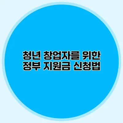 청년 창업자를 위한 정부 지원금 신청법
