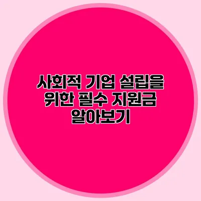 사회적 기업 설립을 위한 필수 지원금 알아보기