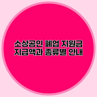소상공인 폐업 지원금 지급액과 종류별 안내