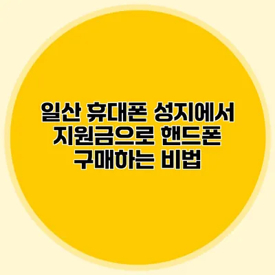 일산 휴대폰 성지에서 지원금으로 핸드폰 구매하는 비법