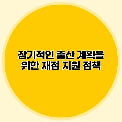 장기적인 출산 계획을 위한 재정 지원 정책