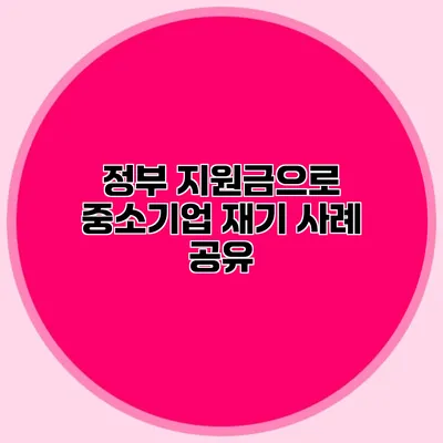 정부 지원금으로 중소기업 재기 사례 공유