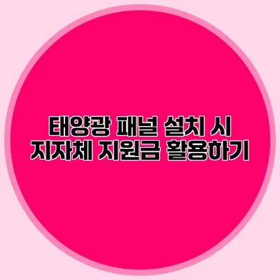 태양광 패널 설치 시 지자체 지원금 활용하기